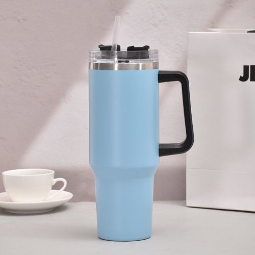 40oz Handle Car Cup with pipette stainless Steel insulated Cold beer cup portable ice cup with handle; Insulated Reusable Leakproof Stainless Steel Wa